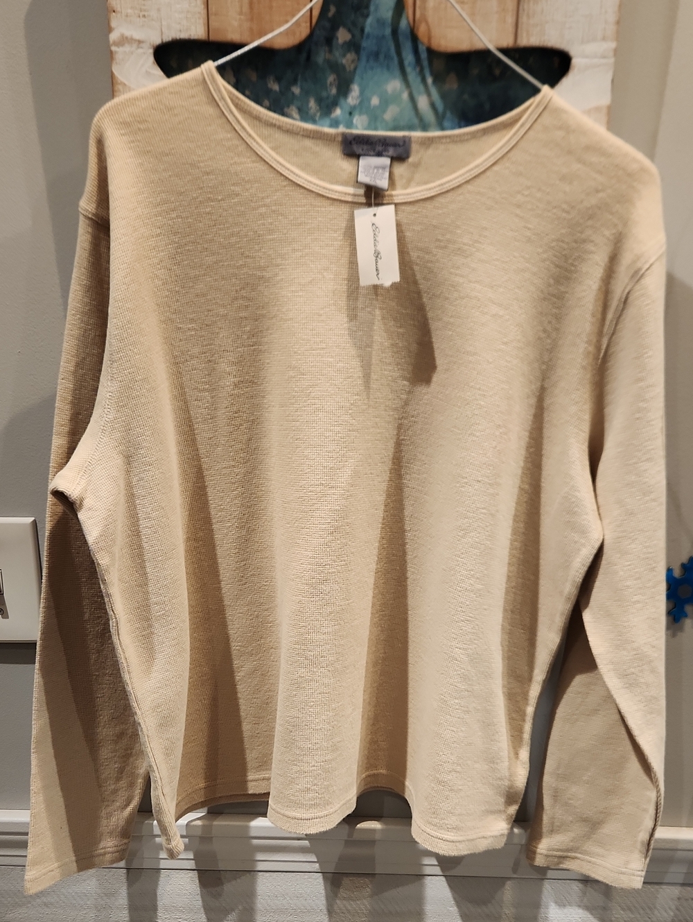 Eddie Bauer Thermal Beige Long-Sleeve Crewneck Top Sz XXL